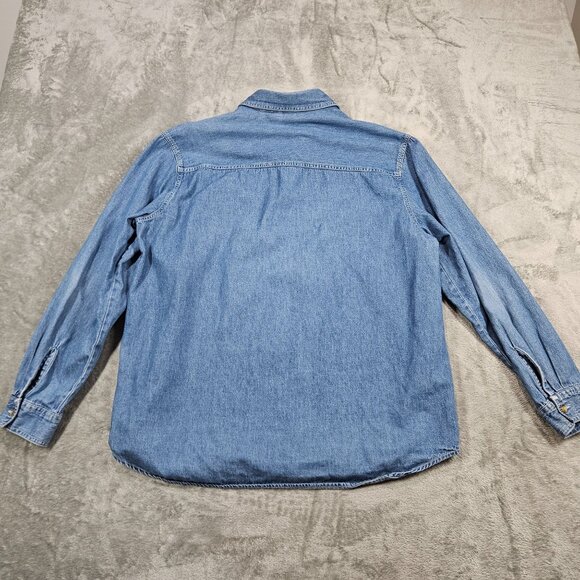 Vintage Quizz Top Womens L Blue Denim Noahs Ark Embroidered Button Up Bible - Picture 7 of 9